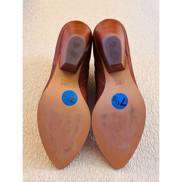 Frye Reina Western Ankle Boots Pointy Toe Cognac Brown Leather 7.5 NEW - Picture 8 of 10